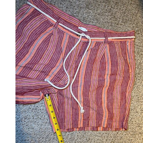 J. Jill - Linen Multi-colored Striped Shorts with Adjustable Belt - Picture 8 of 12